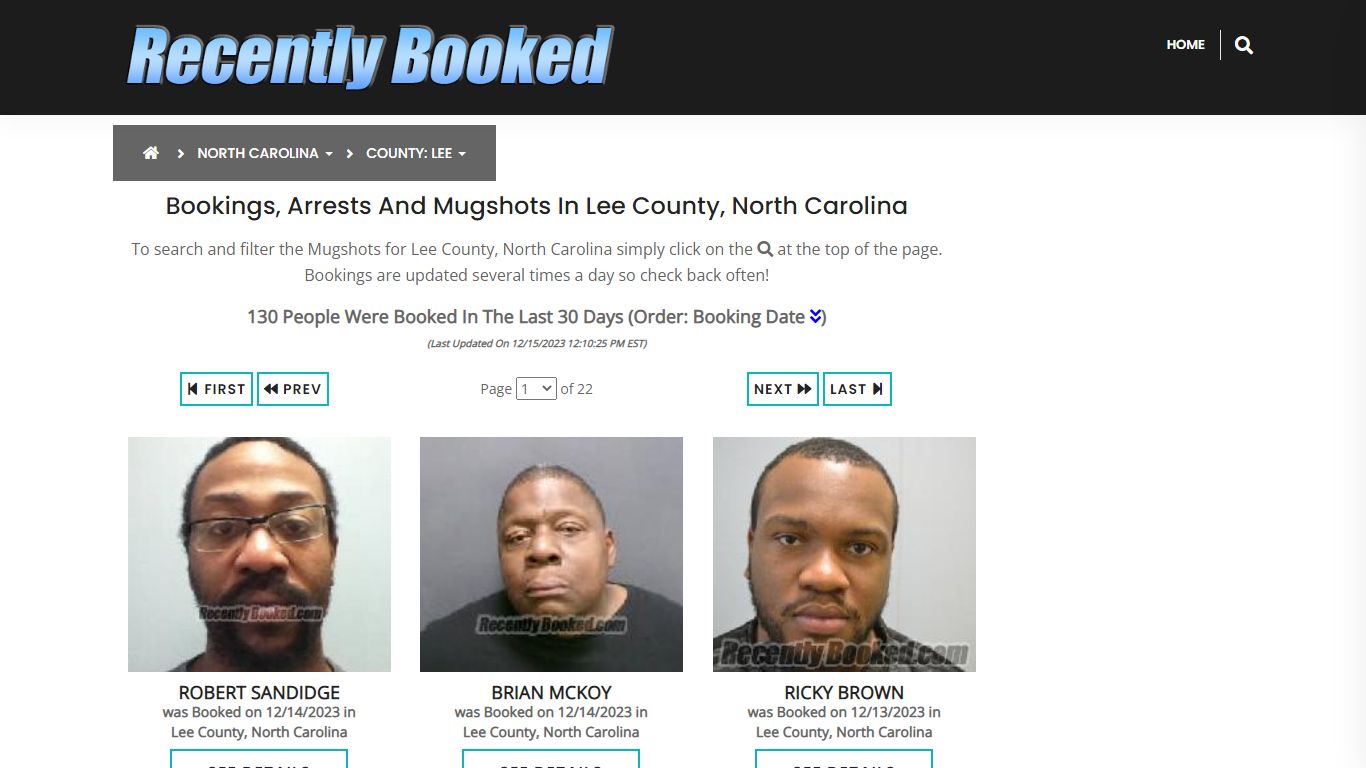 Recent bookings, Arrests, Mugshots in Lee County, North Carolina